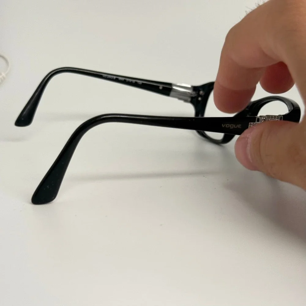 Vogue VO 2842-B W44 Black Rectangular Eyeglasses Frames 51-16-135 Crystal Detail